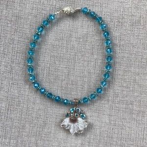 One of a kind choker. Crystal and blue topaz.